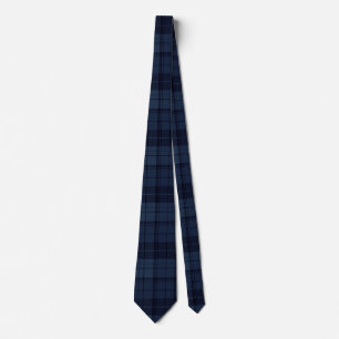 Cravate Bleu marine, bleu nuit et tartare noir