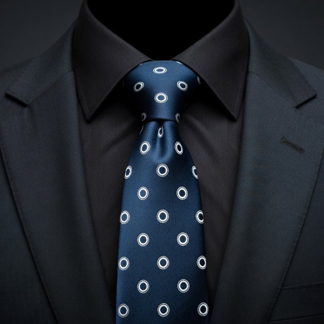 Cravate Bleu marine et pois blancs (Créateur téléchargé)