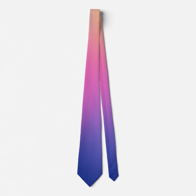 Cravate Bleu profond Joli rose coloré dégradé (Devant)
