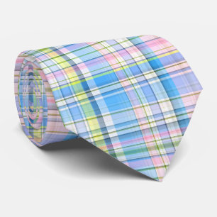 Cravate Bleu Rose Jaune Madras Prépauré