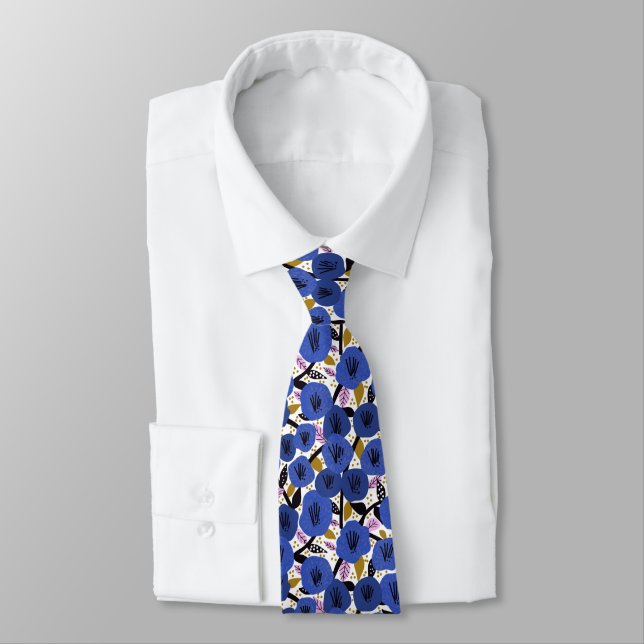 Cravate Bleu rose or motif floral (Attaché)