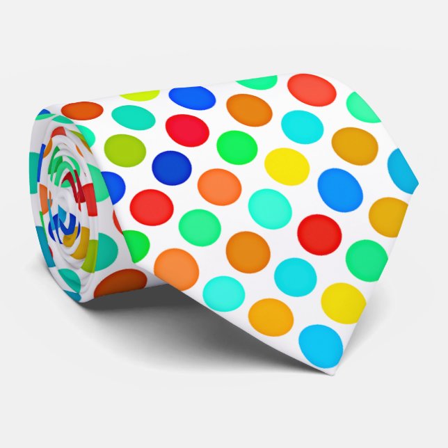 Cravate Bleu Rouge Jaune Vert Orange Points Pattern (Roulé)