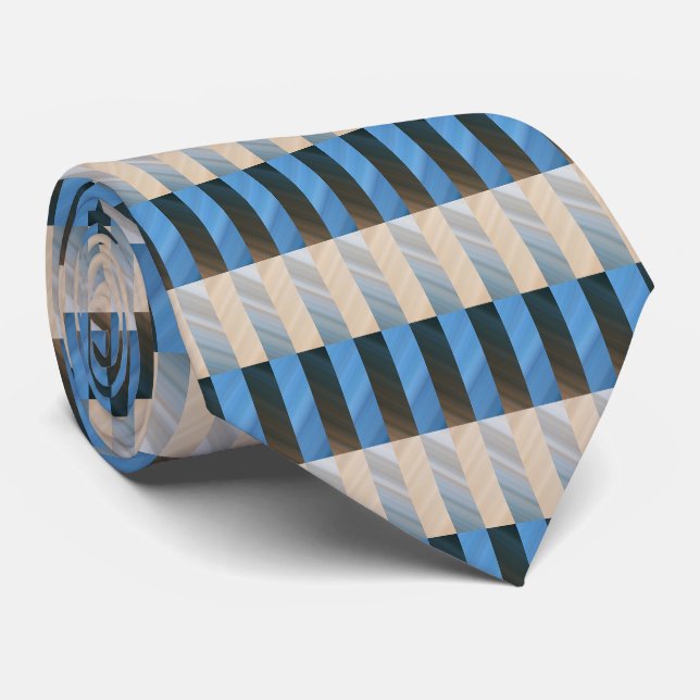 Cravate Bleu Silver Or Beige (Roulé)