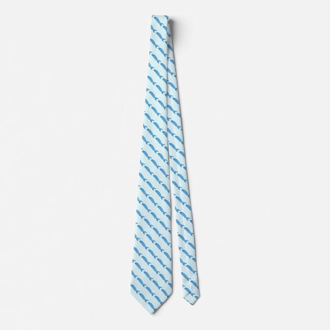 cravate bleue de motif de poissons (Devant)
