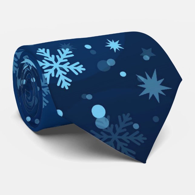 Cravate bleue de vacances de motif de flocon de (Roulé)