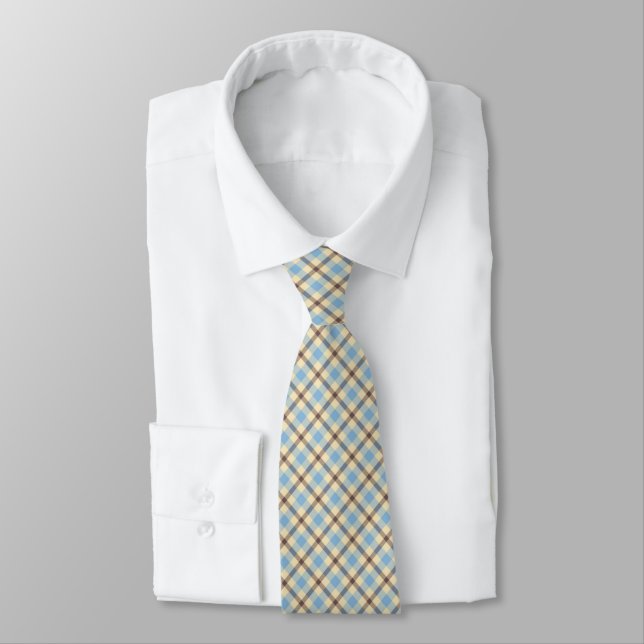 Cravate bleue jaune et Brown pour homme (Attaché)