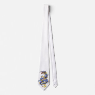 Cravate bleue orientale fraîche   de dragon