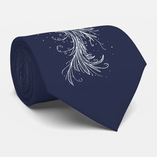 Cravate Bleue Phoenix Blanche (Roulé)