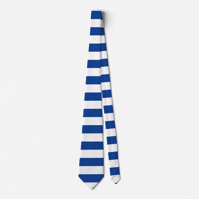 Cravate Bleus larges horizontaux sur couleur personnalisée (Devant)