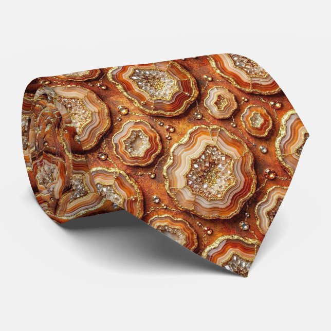 Cravate Bling & Sparkle | Rust + Gold Geode Collier (Roulé)