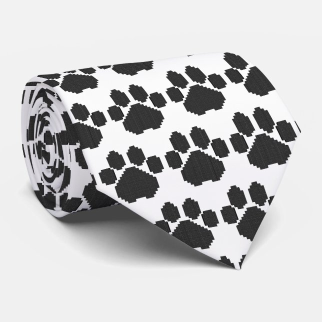 Cravate Blocs de construction d'empreintes de chien noir (Roulé)