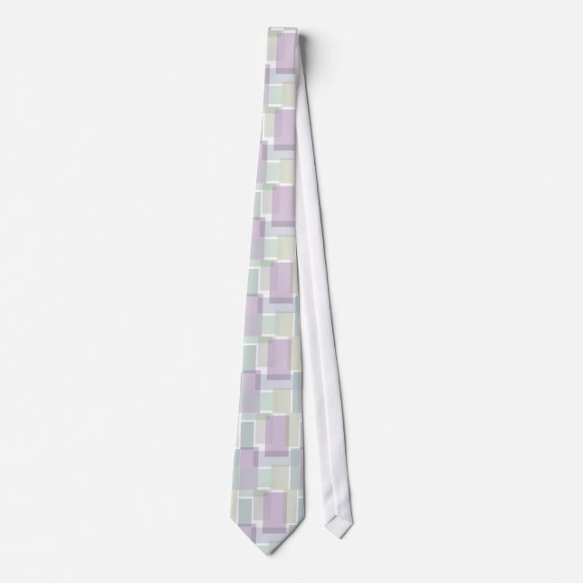 Cravate Blocs Pastel Retro Lavande Vert Bleu (Devant)