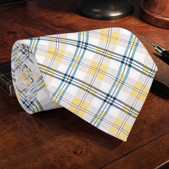 Cravate Blue and Yellow Plaid Necktie Tie (Créateur téléchargé)