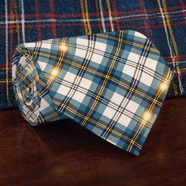 Cravate Blue and Yellow Plaid Necktie Tie (Créateur téléchargé)