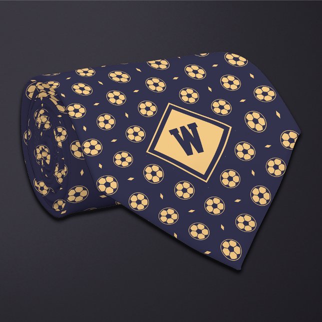 Cravate Blue Gold Futbol (Soccer) Ball Icon Necktie (Créateur téléchargé)