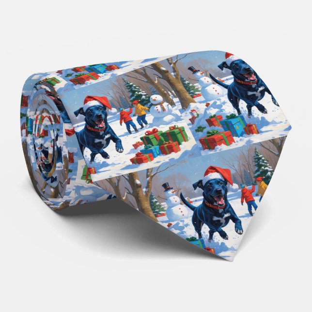 Cravate Blue Heeler Noël Festive Scène de neige (Roulé)