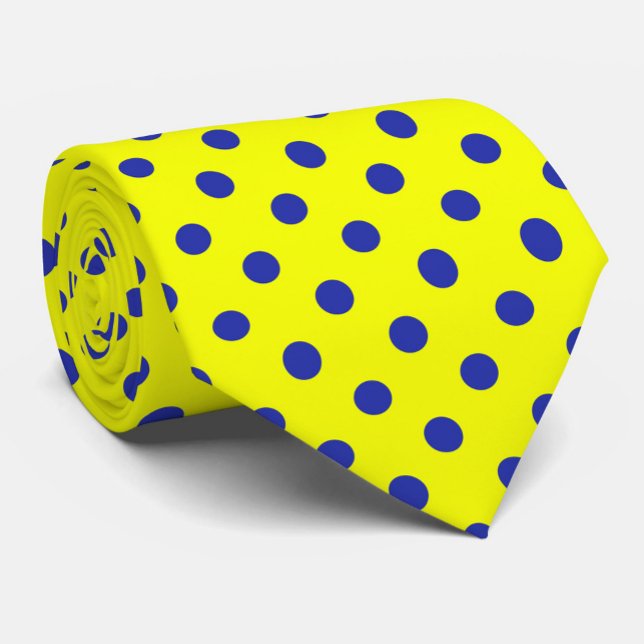 Cravate Blue On Yellow Polka Dots Pattern Design  (Créateur téléchargé)