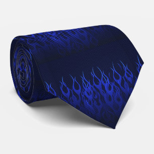 Cravate Blue Racing Flames on Carbon Fiber