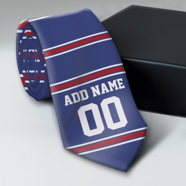 Cravate Blue Red Football Jersey Nom personnalisé Numéro (Custom Tie)