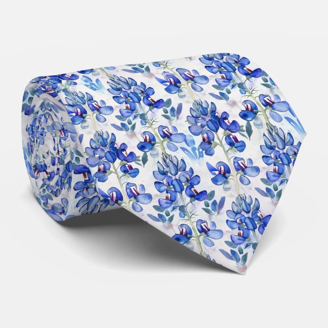 Cravate Bluebonnet Texas Wild Flower Motif (Roulé)
