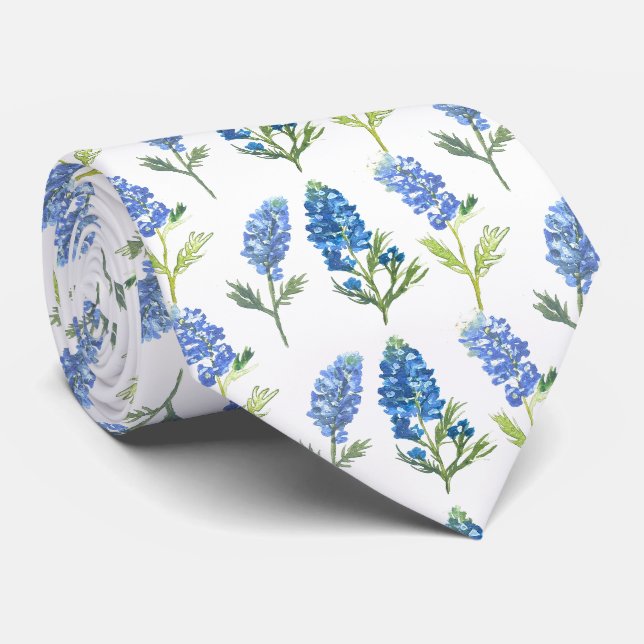 Cravate Bluebonnets Fleurs Bleues Texas Texan Floral (Roulé)
