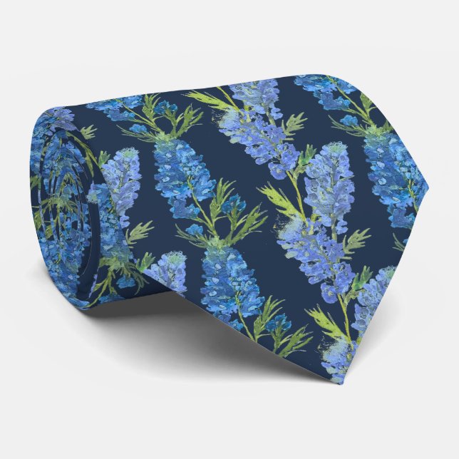 Cravate Bluebonnets Fleurs Bleues Texas Texan Floral (Roulé)