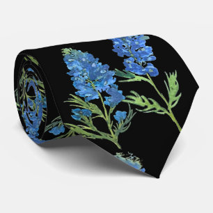 Cravate Bluebonnets Texas Blue Floral vintage aquarelle