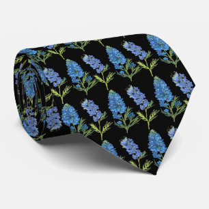 Cravate Bluebonnets Texas Blue Floral vintage aquarelle
