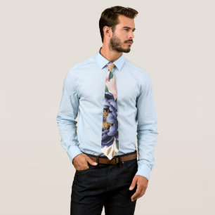Cravate Blush et Navy Blue Peony Mariage masculin