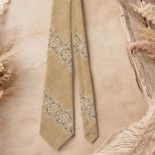 Cravate Bohème occidental campagne rustique toile de jute 