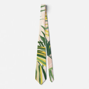 Cravate Boho Blush Green Tropical Palm Plage Feuille