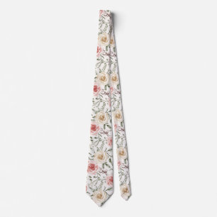 Cravate Boho Blush Peach Cream Floral Botanique