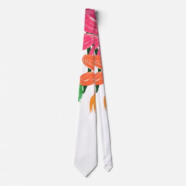 Cravate Boho Chic Aquarelle Bourgogne Rose Fleurs (Devant)