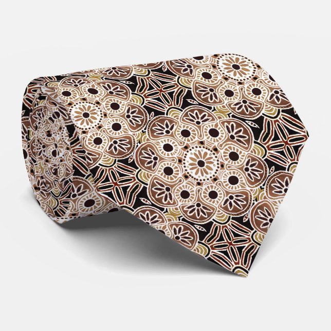 Cravate Boho Necktie Brown et taupe (Roulé)