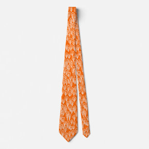 Cravate Bois blanc sur orange