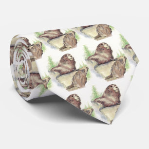 Cravate Bois d'aquarelle, marmotte, marmotte de fond Art a