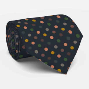 Cravate Bois Tons Terre Sombres Motif Points Polka Design