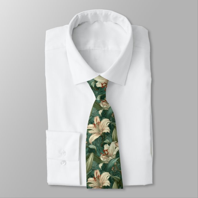 Cravate Bold Best Man Lilies Flower (Attaché)