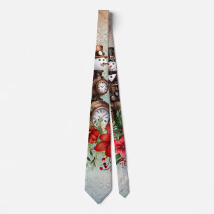 Cravate bonhomme de neige steampunk et femme de neige stea