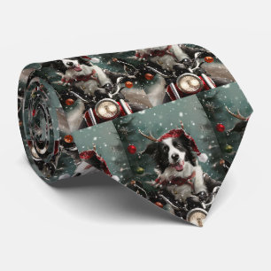Cravate Bordure Collie Chien équitation Moto Noël