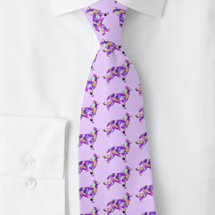 Cravate Bordure Collie Chien Silhouette Purple Lt Purple C