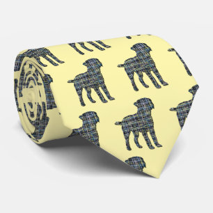 Cravate Bordure Terrier Chien Silhouette Y&B Grille Jaune