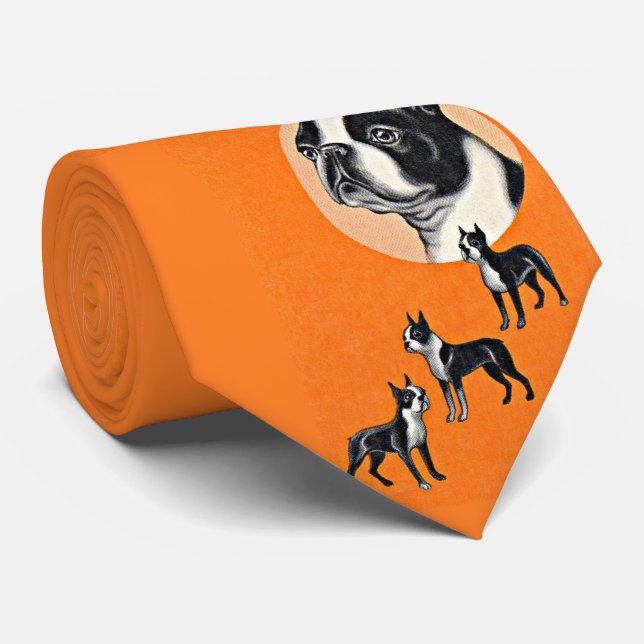 Cravate Boston terriers print (Roulé)