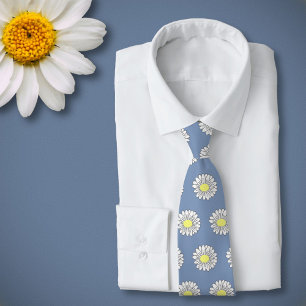 Cravate Botanique Daisy Pastel Fleur Bleu