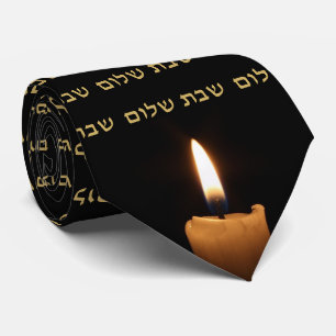 Cravate Bougies hébraïques juives de Shabbos Shabbat Shalo