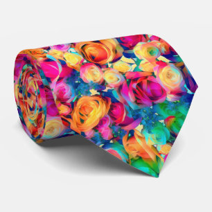 Cravate Bouquet Rose coloré 4