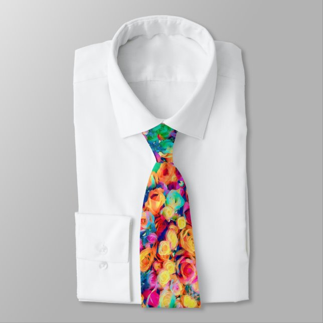 Cravate Bouquet Roses Neck Tie (Attaché)