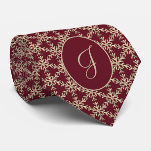 Cravate Bourgogne Gold Snowflakes Motif Monogramme