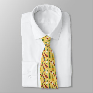Cravate Bouteilles de bière illustrations à motif jaune do