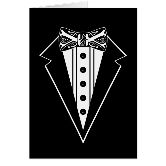 Cravate Bow noir et blanc avec Tux (Devant)